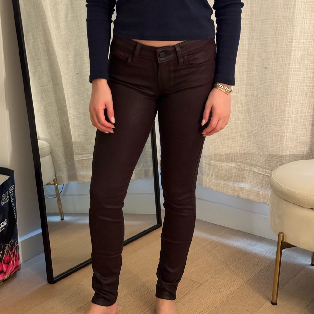 PAIGE Dark burgundy & black jeans
